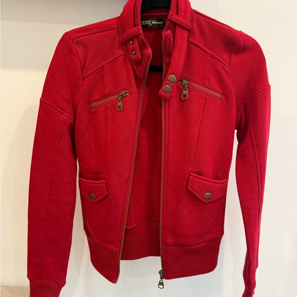 Guess Vibrant Red Zippered Jacket